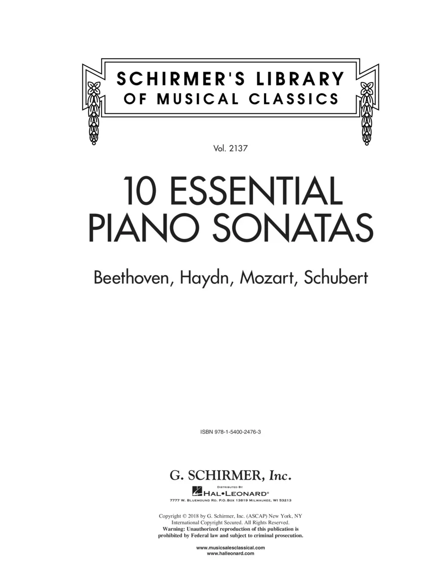 10 Essential Piano Sonatas - Schirmer's Library of Musical Classics - Vol. 2137 - Image 2