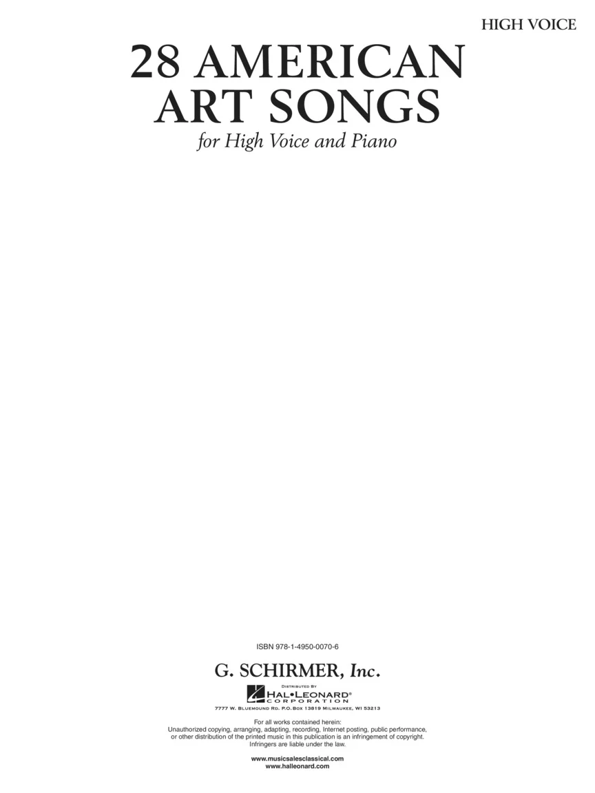 28 American Art Songs - High Voice And Piano - Image 2
