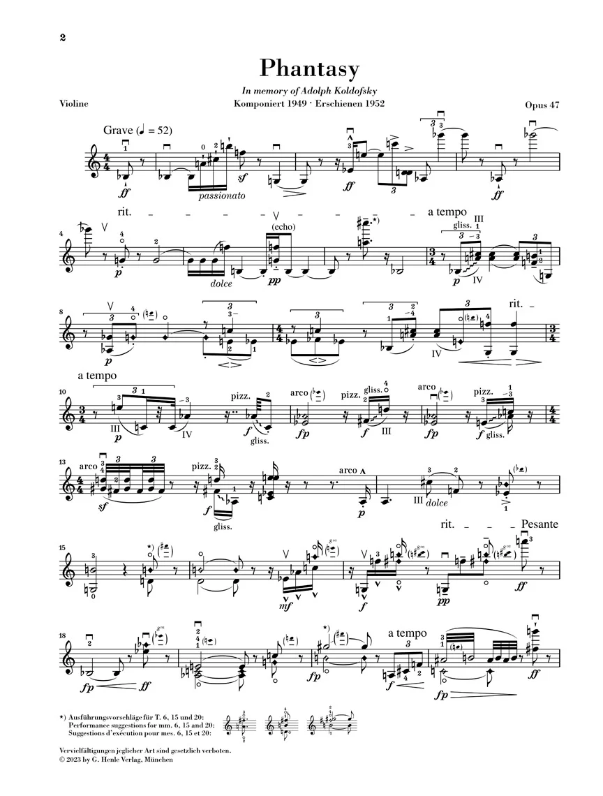 Schönberg: Phantasy for Violin with Accompaniment of the Piano, Op. 47 (Score and Parts) - Image 4
