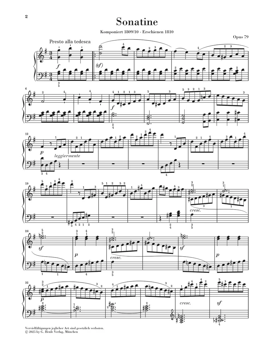 Beethoven: Piano Sonatina No. 25 G major, Op. 79 - Image 2