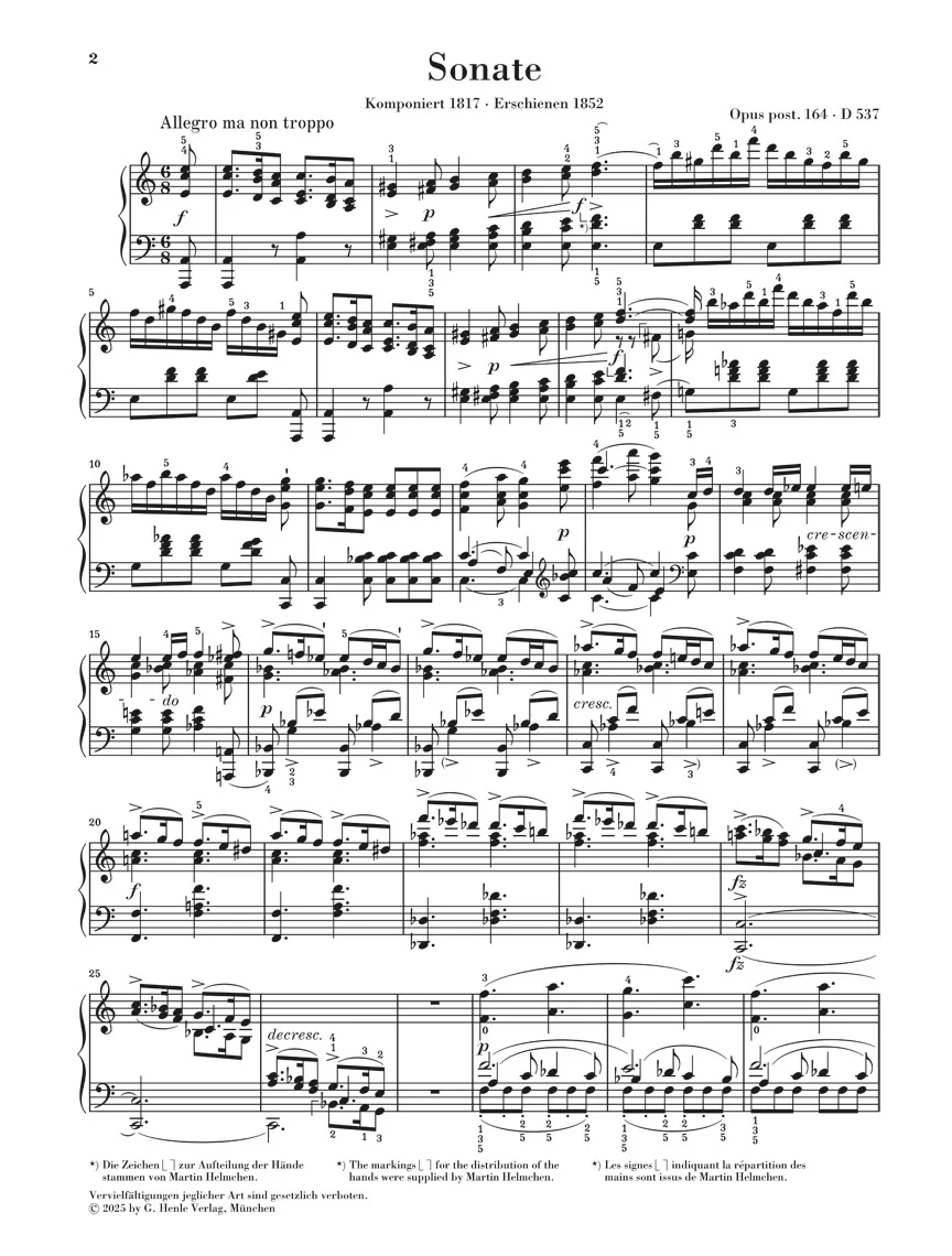 Schubert: Piano Sonata in a minor Opus post. 164 D 537 - Image 2