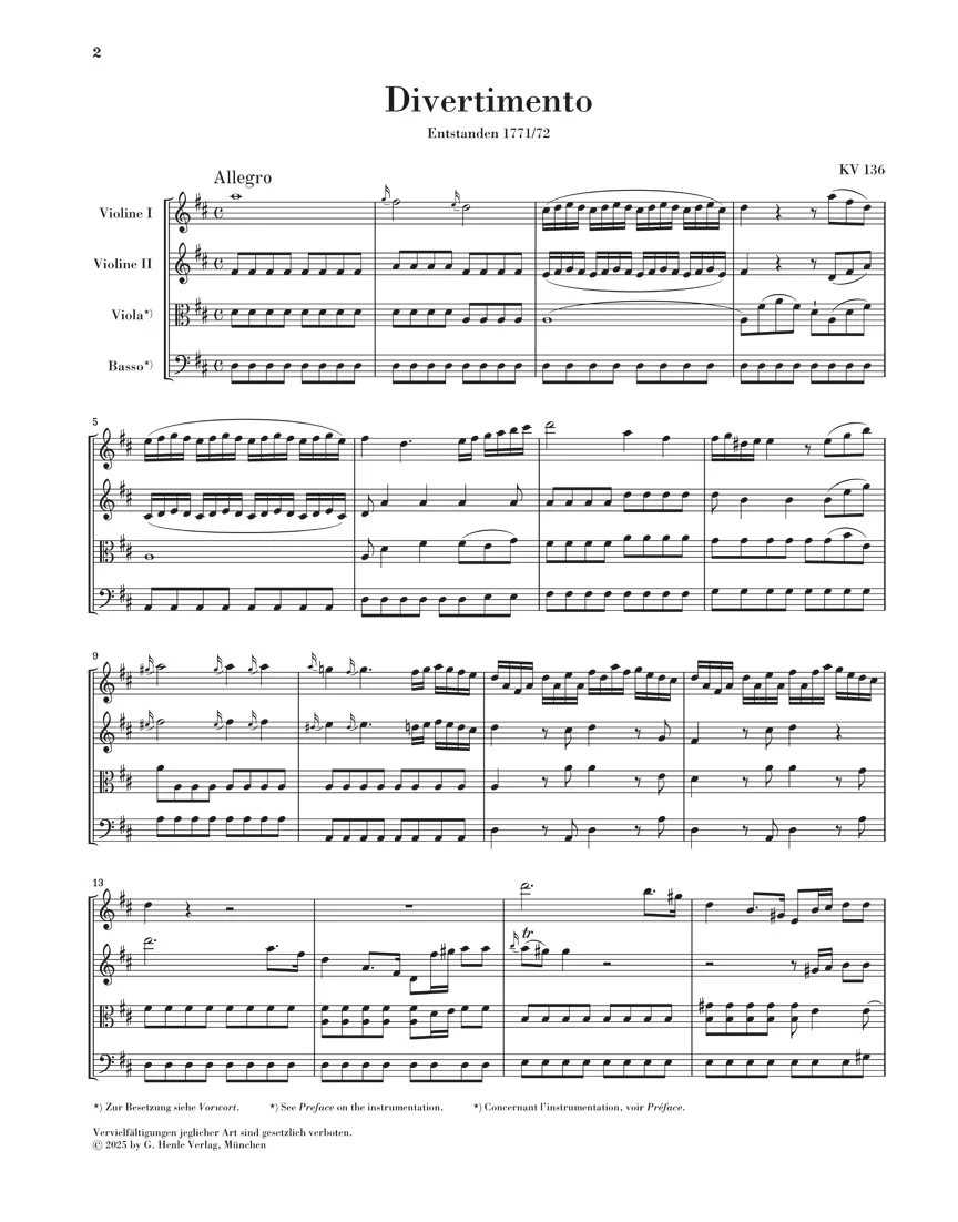 Mozart: Divertimenti K. 136-138 (Salzburg Divertimenti) (Full Score) - Image 2