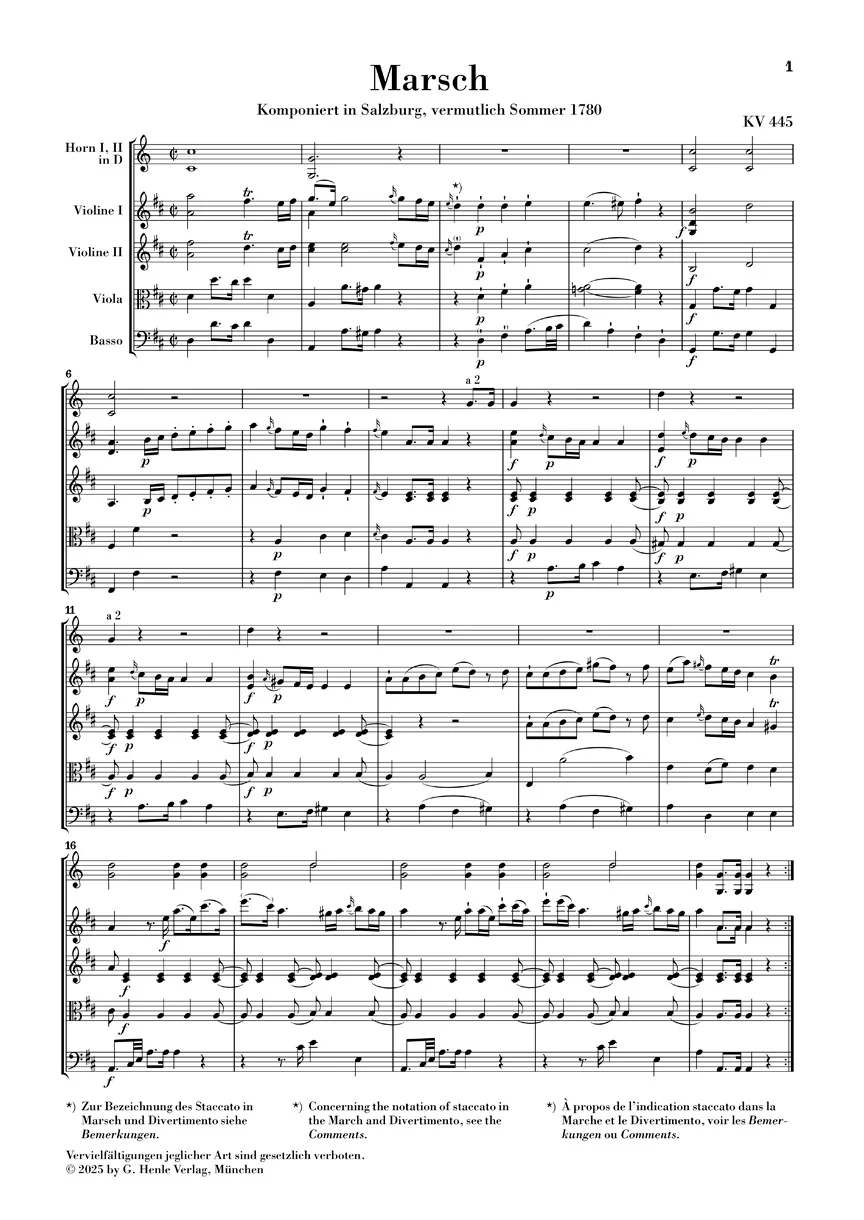 Mozart: March K. 445 and Divertimento K. 334 (Study Score) - Image 2