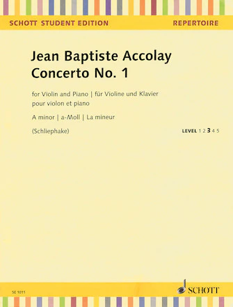 Accolay Violin Concerto No. 1  in A Minor (Violin and Piano)