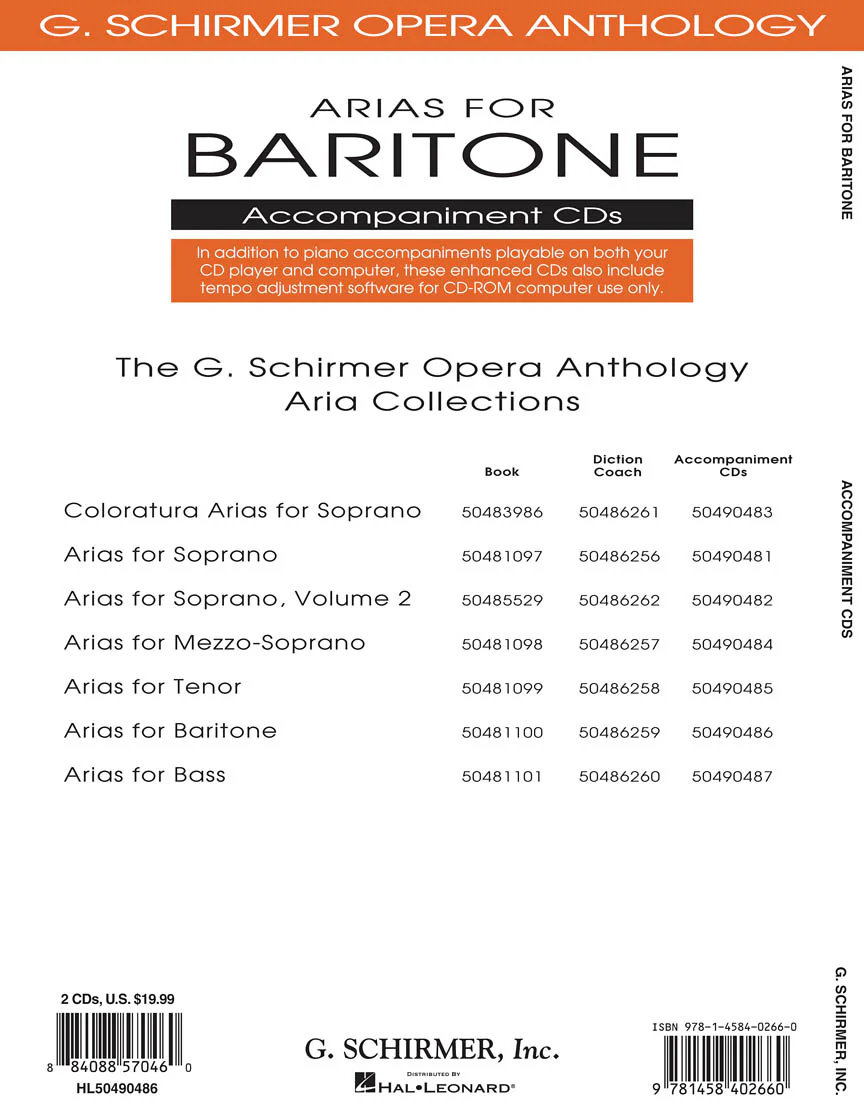 Arias for Baritone - G. Schirmer Opera Anthology Accompaniment CDs - Image 2