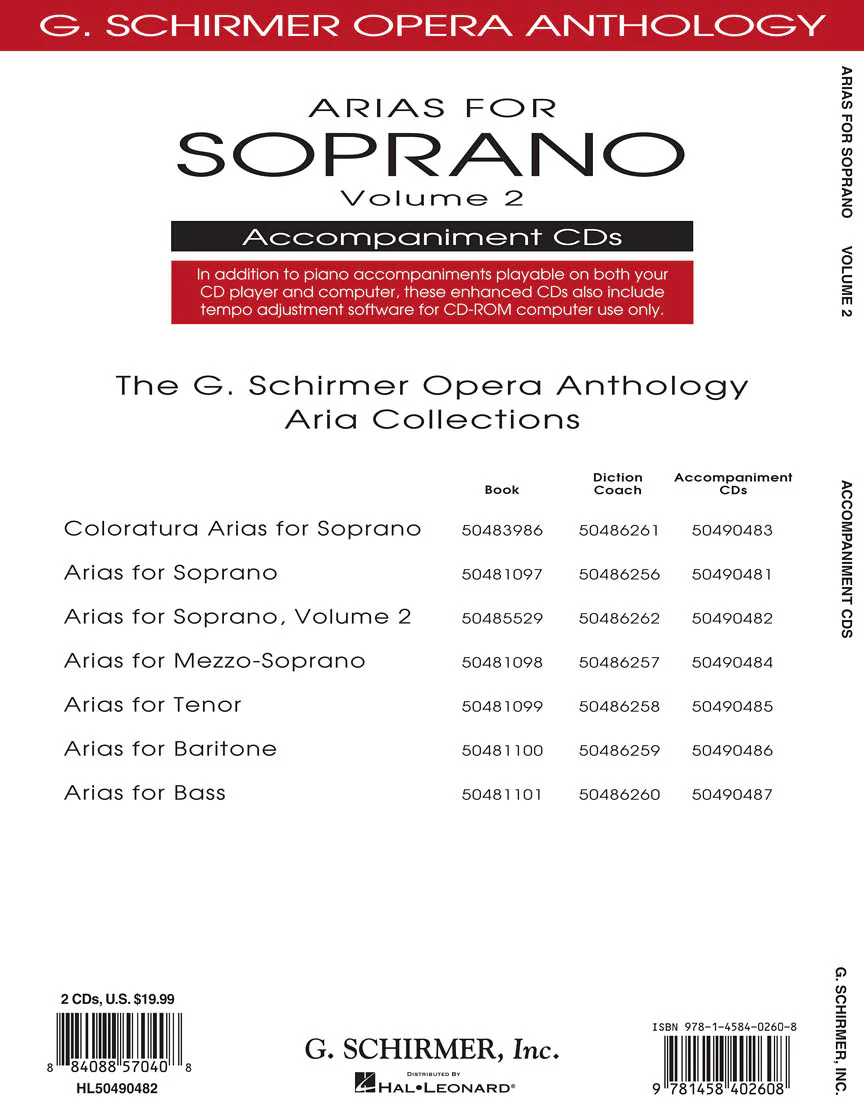 Arias for Soprano - Vol. 2. - G. Schirmer Opera Anthology Accompaniment CDs - Image 2