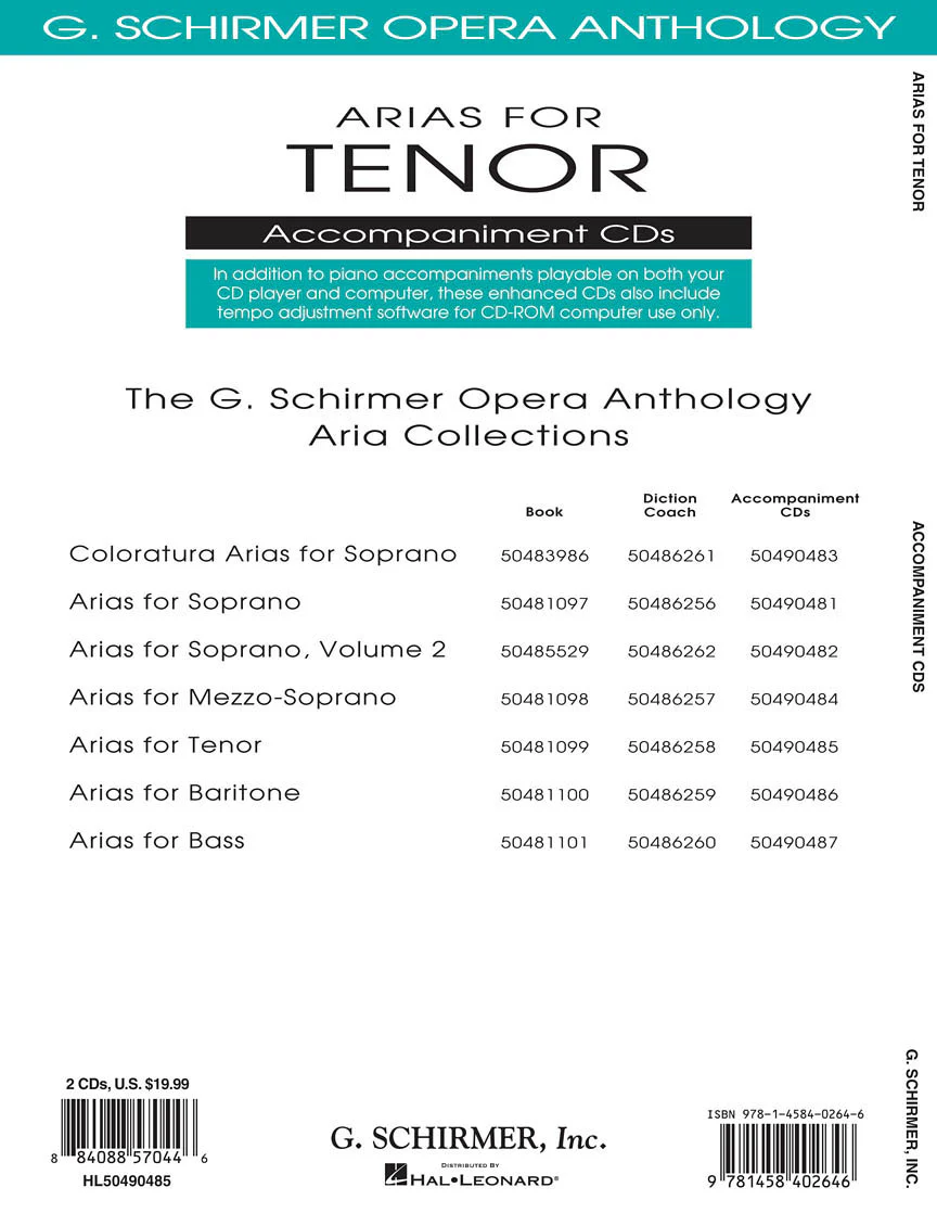 Arias for Tenor - G. Schirmer Opera Anthology Accompaniment CDs - Image 2