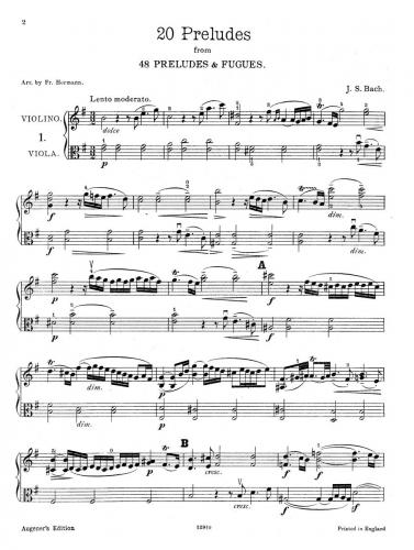 Bach 20 Preludes from The Well-Tempered Clavier Arr Violin and Viola - Image 2