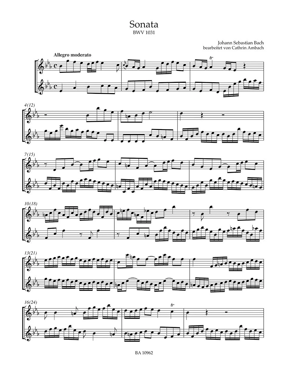 Bach: 3 Flute Sonatas (arr. for 2 flutes), BWV 1033, 1031, & 1020 - Image 3
