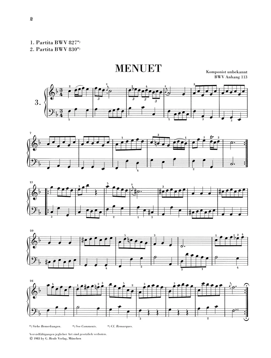 Bach: Notebook for Anna Magdalena Bach 1725 - Image 2