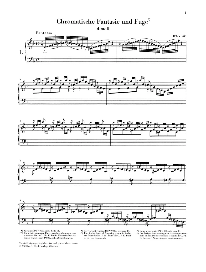 Bach: Chromatic Fantasy and Fugue in d minor BWV 903 and 903a (Without Fingering) - Image 2