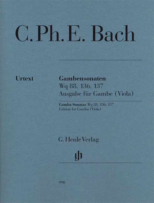 C.P.E. Bach: Gamba Sonatas Wq 88, 136, 137