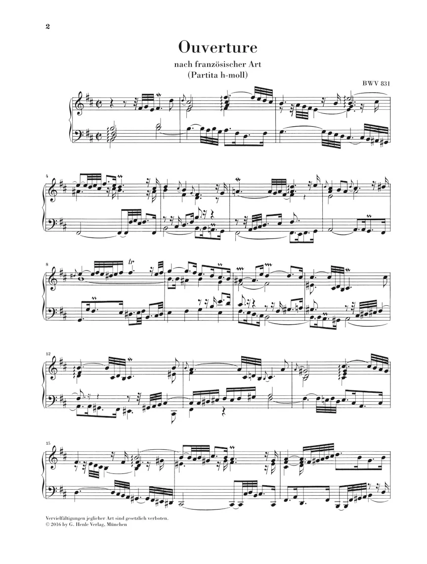Bach: French Ouverture in b minor BWV 831 (Without Fingering) - Image 2