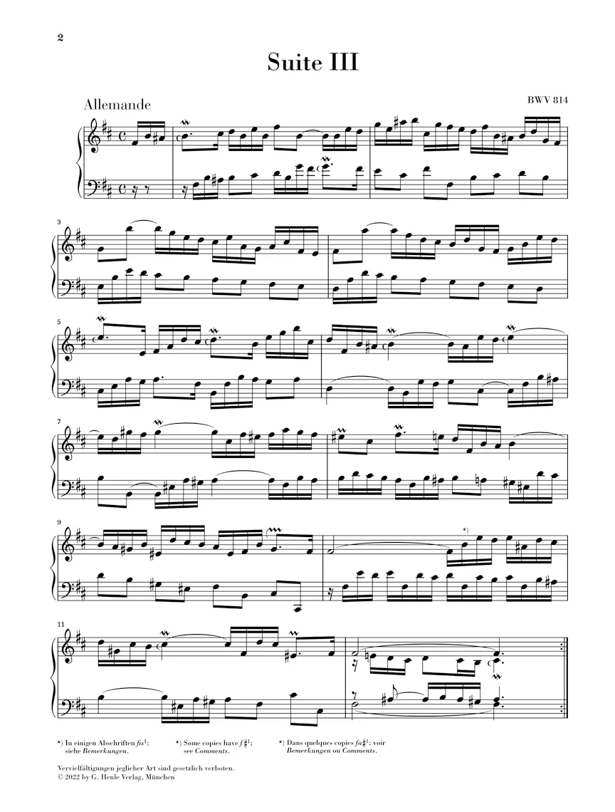 Bach: French Suite 3 b minor BWV 814 (Without Fingering) - Image 2