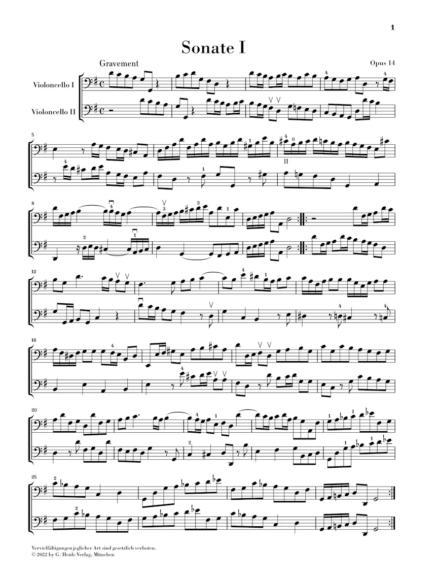Boismortier: Six Sonatas, Op. 14 for two Violoncellos (Bassoons) - Image 2