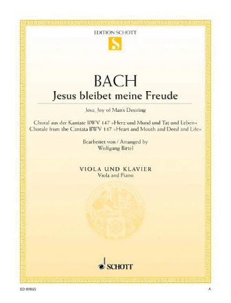 Bach Jesu, Joy Of Man's Desiring Hchoral From Cantata Bwv 147 Viola and Piano