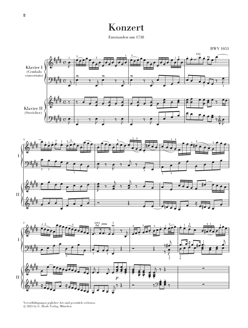 Bach: Harpsichord Concerto No. 2 in E major BWV 1053 - Image 2
