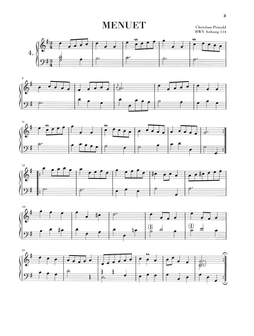 Bach: Notebook for Anna Magdalena Bach (Without Fingering) - Image 3