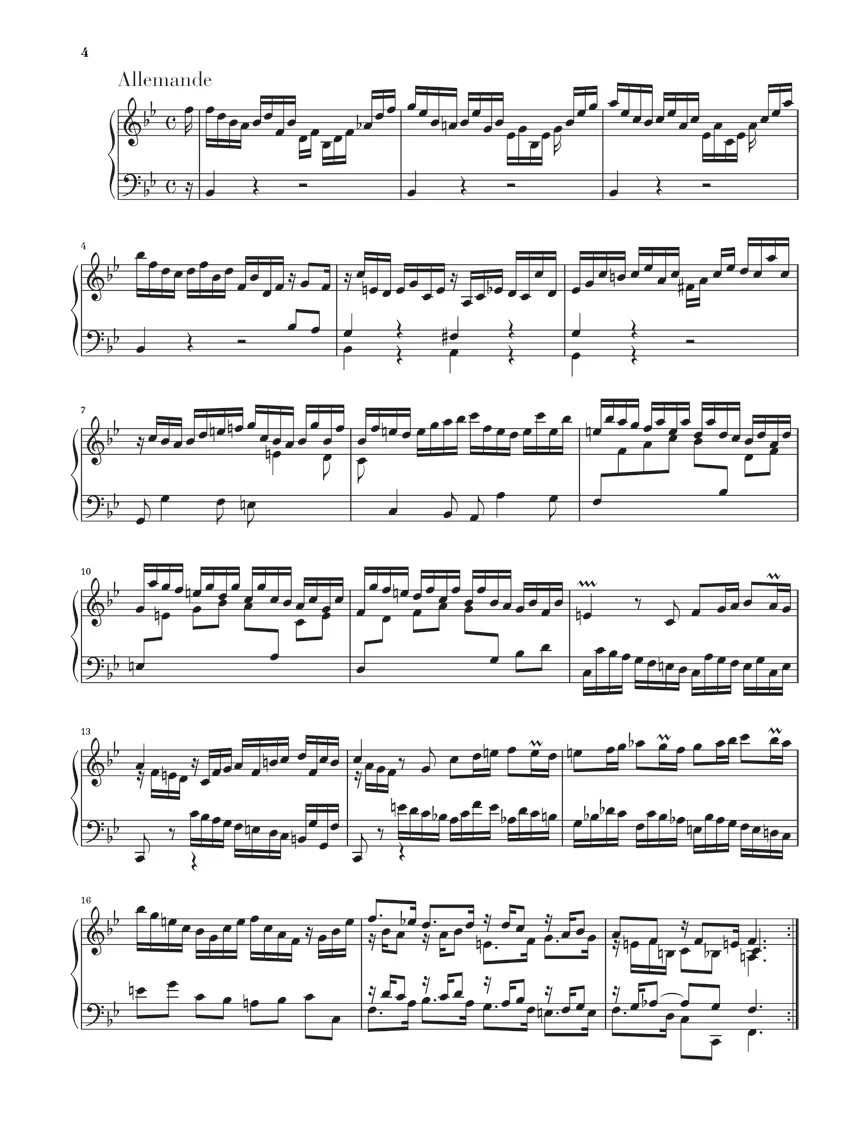 Bach: Partita 1 B flat major BWV 825 (Without Fingering) - Image 3