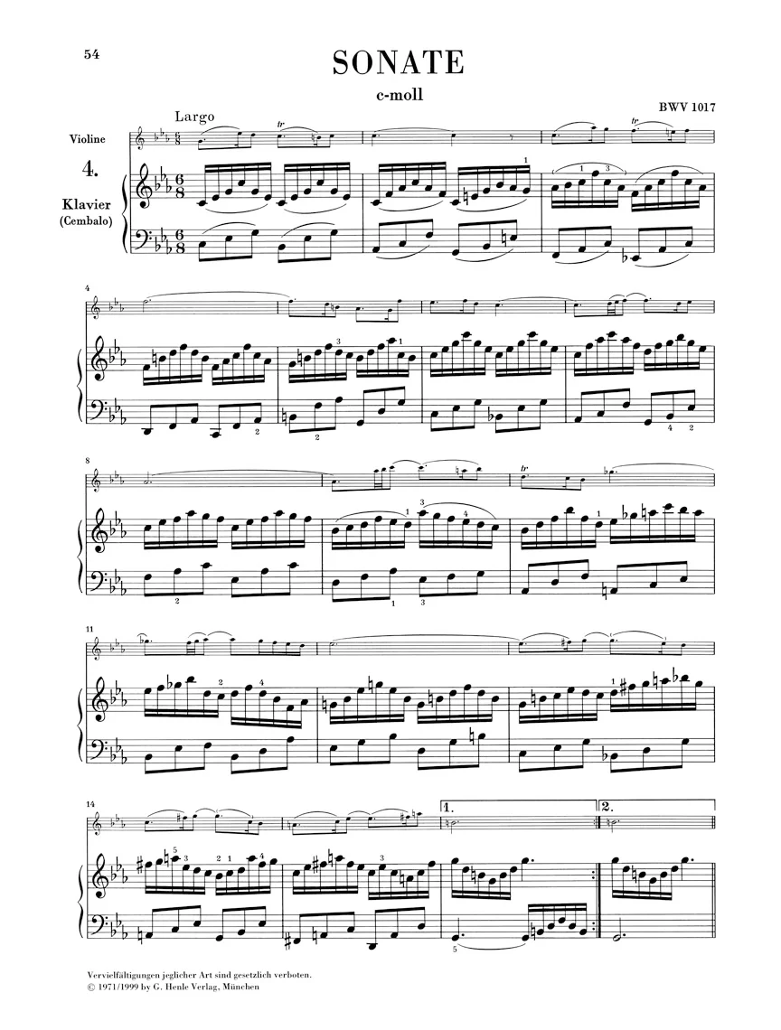 Bach: Sonatas for Violin and Piano (Harpsichord) Nos. 4-6 BWV 1017-1019 - Image 2