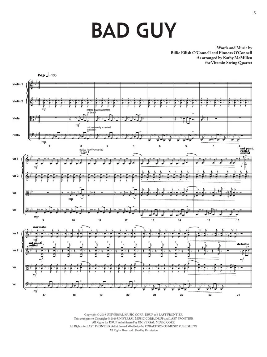 Bad Guy - Vitamin String Quartet from Bridgerton for String Quartet - Image 2