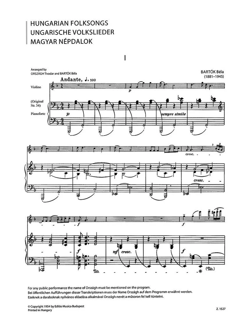 Bartok: Hungarian Folksongs - Image 2
