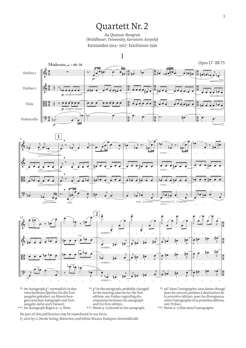 Bartók: String Quartet No. 2, Op. 17 (Study Score) - Image 2