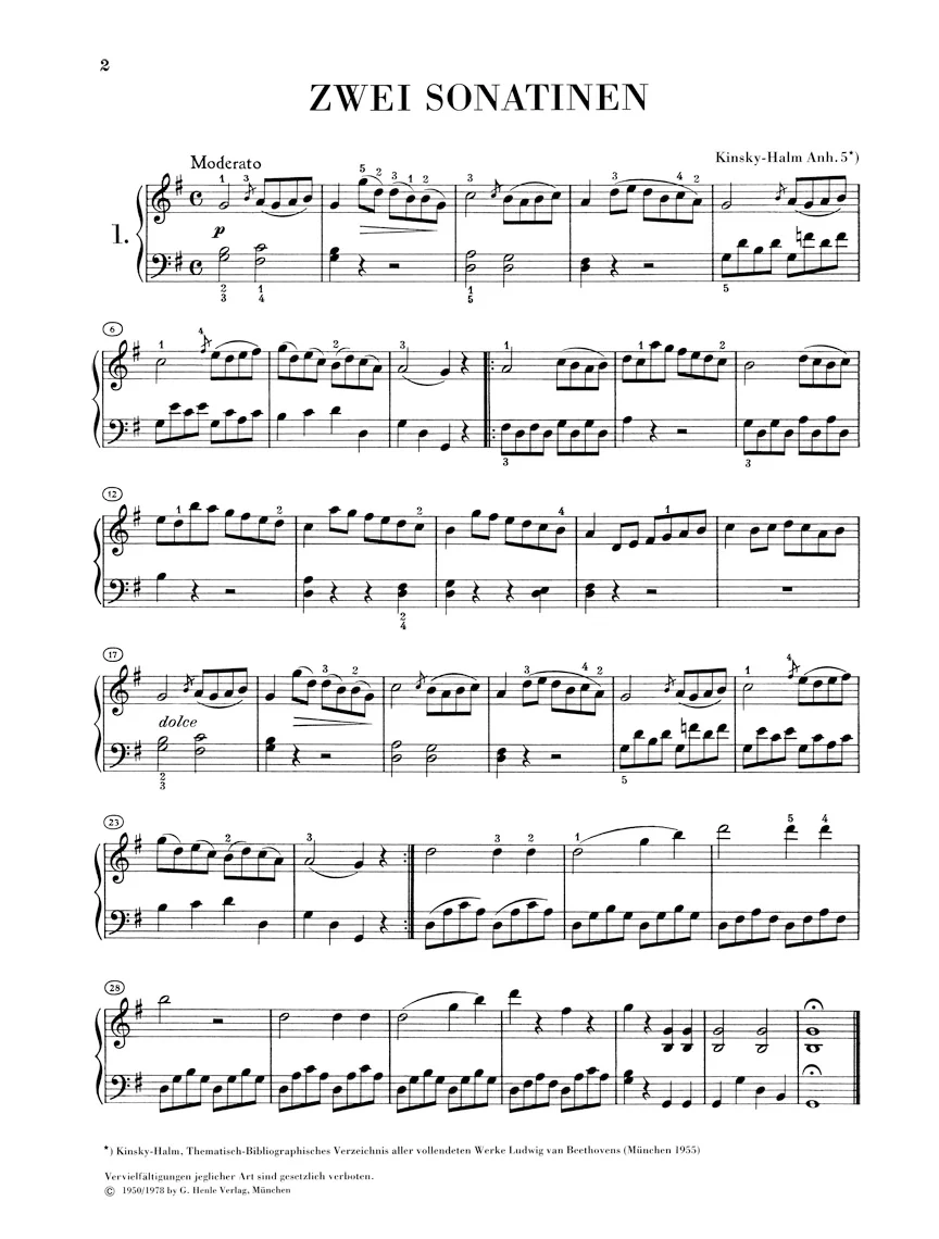 Beethoven: 2 Sonatinas for Piano in F major and G major Anh. 5 - Image 2