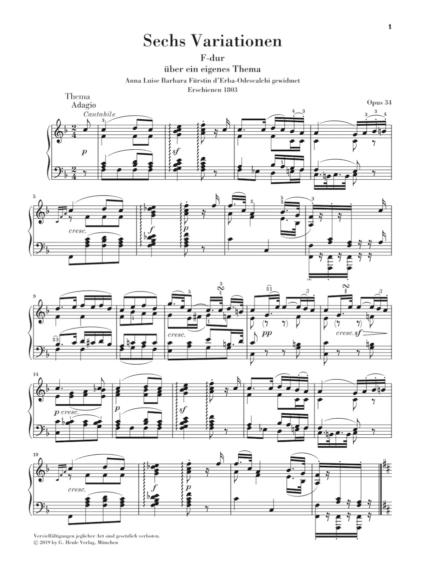 Beethoven: Six Variations in F major, Op. 34 - Image 2
