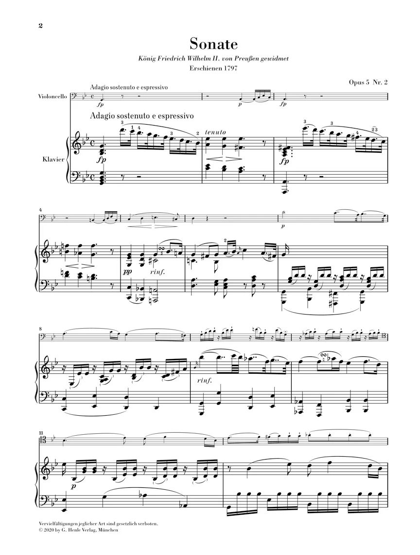 Beethoven: Sonata in g minor, Op. 5 No. 2 for Piano and Cello - Image 2