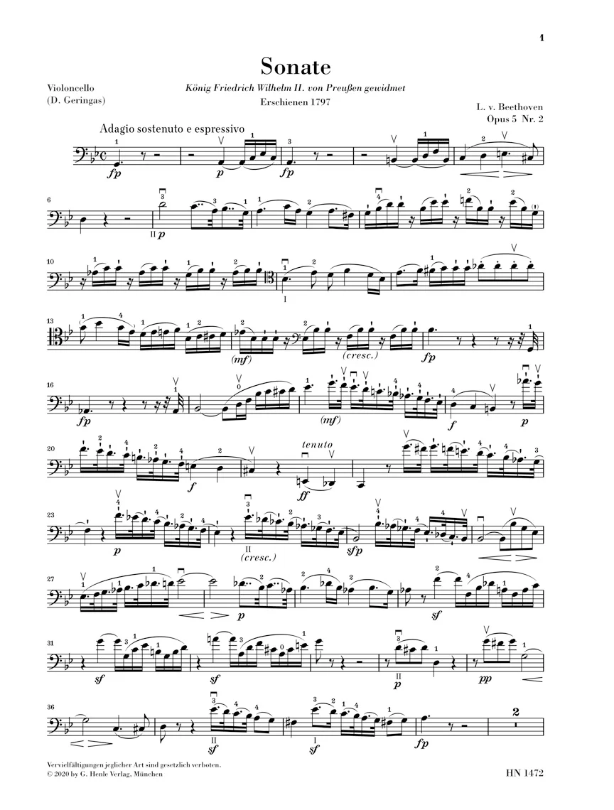 Beethoven: Sonata in g minor, Op. 5 No. 2 for Piano and Cello - Image 5