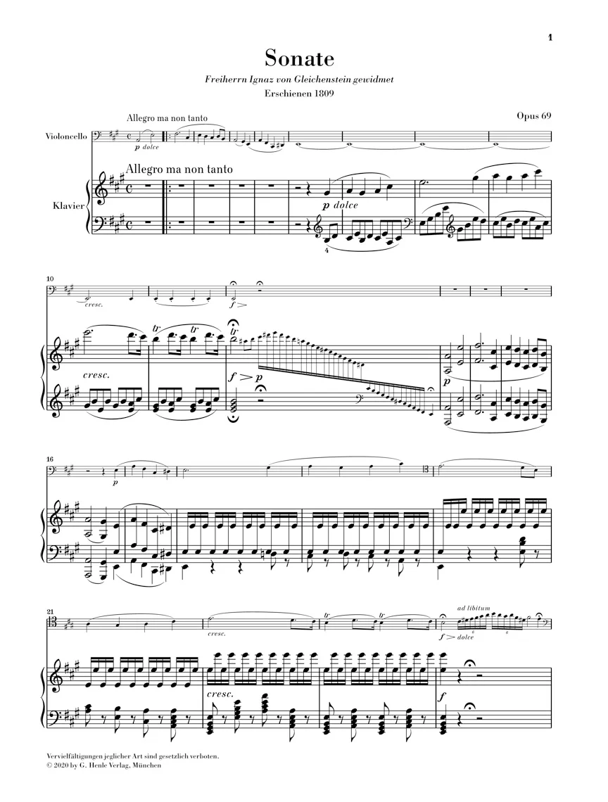 Beethoven: Sonata in A major, Op. 69 for Piano and Cello - Image 2