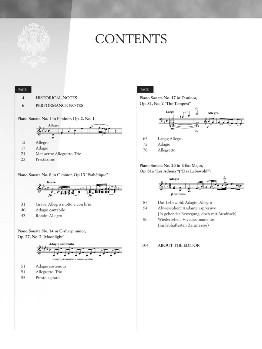 Beethoven - Five Favorite Sonatas - Schirmer Performance Editions - Image 2