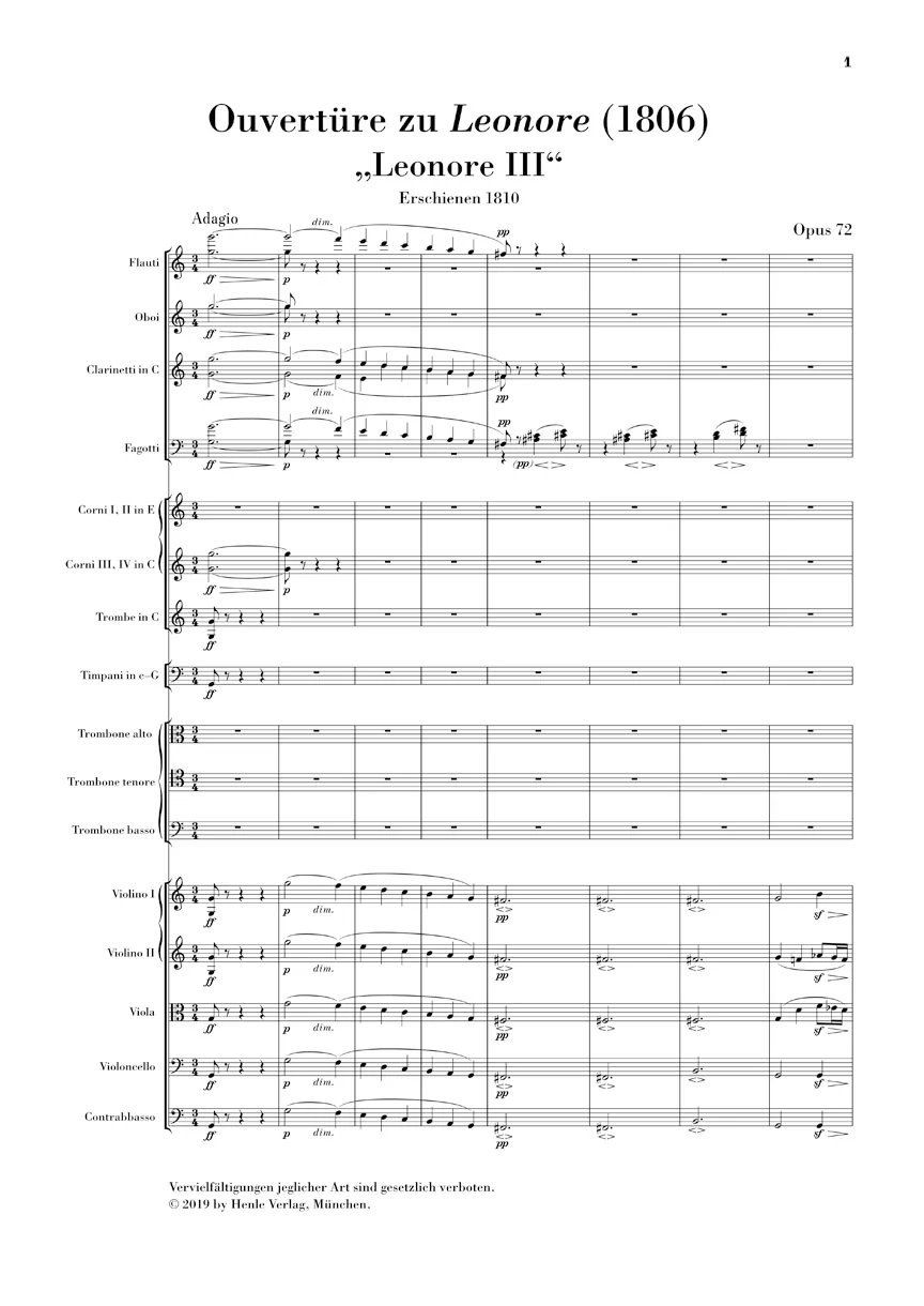 Beethoven: Overture No. 3 for the Opera "Leonore" (1806) (Study Score) - Image 2