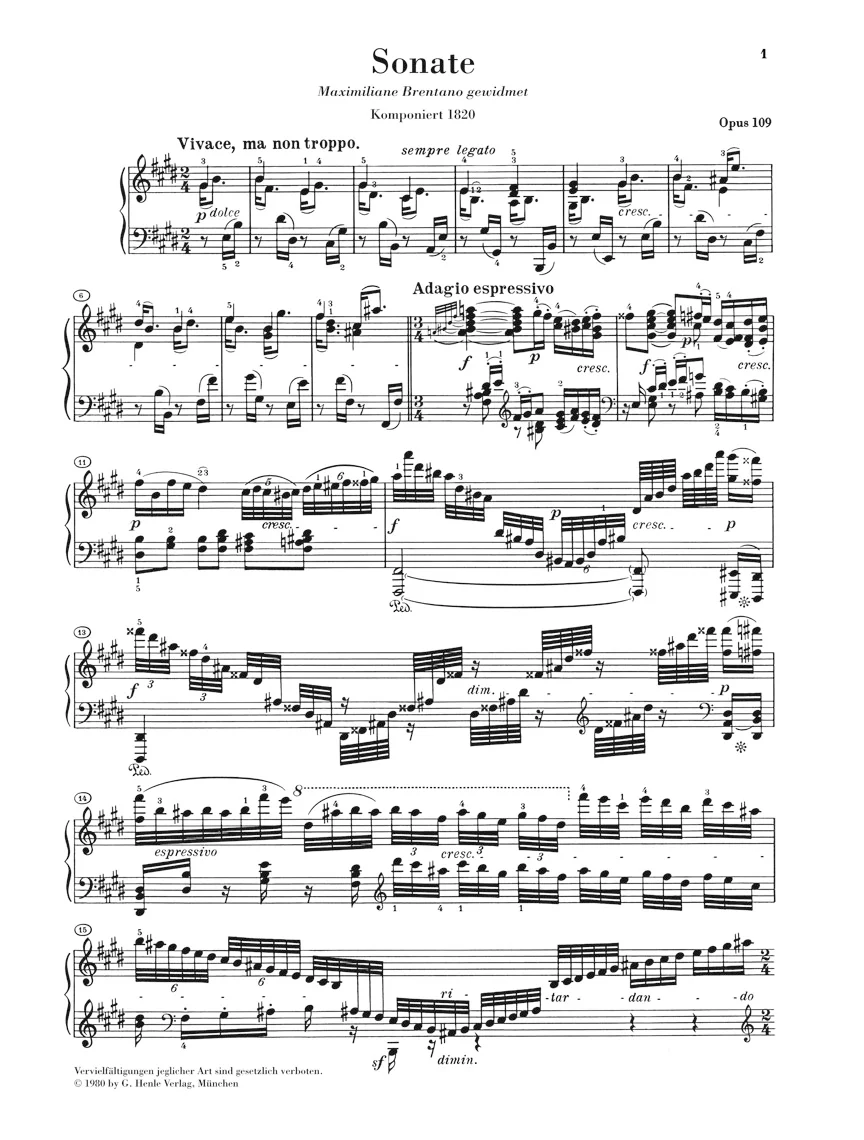 Beethoven: Piano Sonata No. 30 in E major, Op. 109 - Image 2