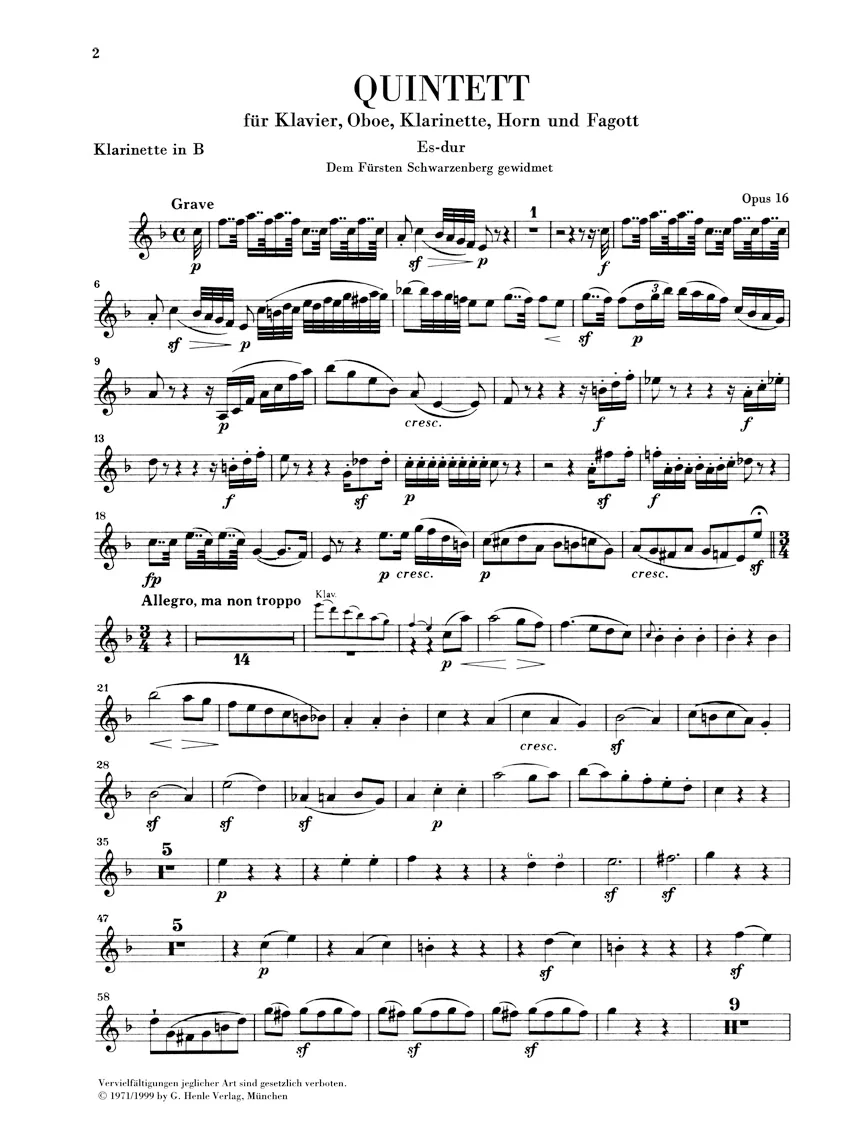 Beethoven: Piano Quintet E flat major, Op. 16 (Version for Wind Instruments) - Image 3
