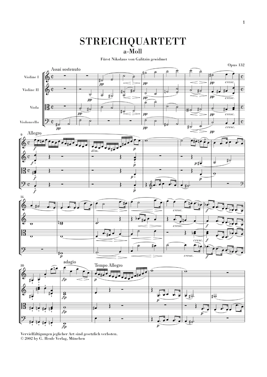 Beethoven: String Quartet in a minor, Op. 132 (Study Score) - Image 2