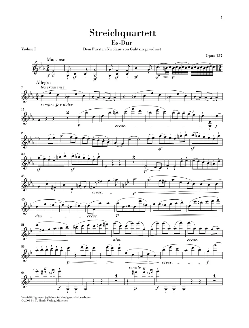 Beethoven: String Quartet in E flat major, Op. 127 - Image 2