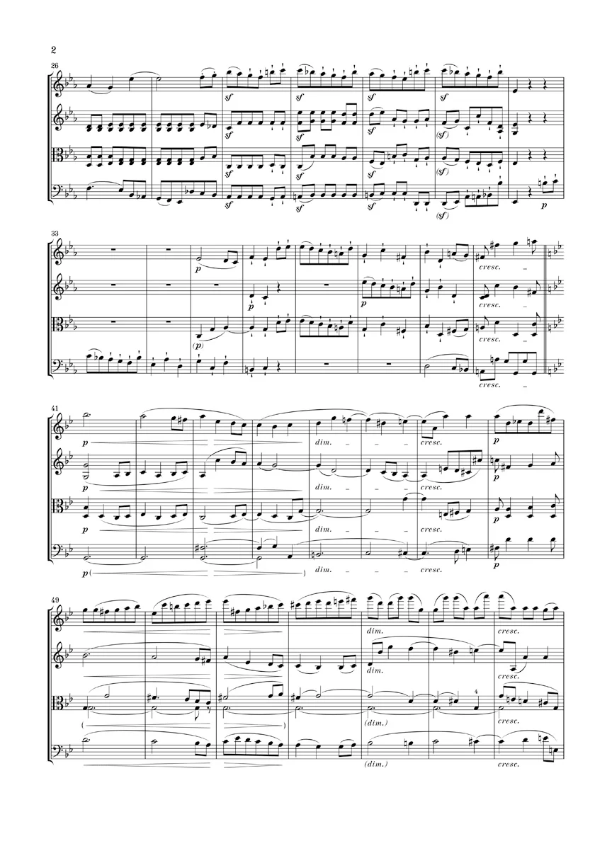 Beethoven: String Quartet E flat major, Op. 127, Allegretto for String Quartet WoO 210 (fragment) (Study Score) - Image 3
