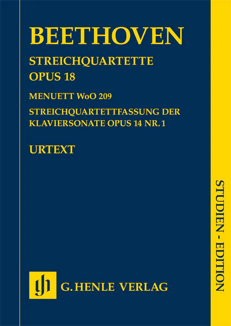 Beethoven: String Quartets, Op. 18, Menuet WoO 209 and String Quartet-Version of the Piano Sonata, Op. 14,1 (Study Score)