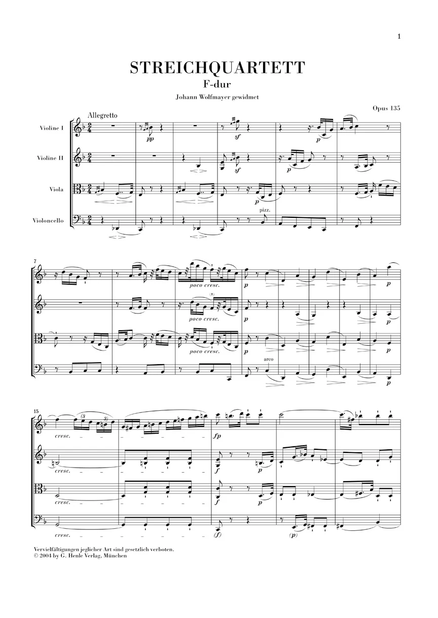 Beethoven: String Quartet in F major, Op. 135 (Study Score) - Image 2