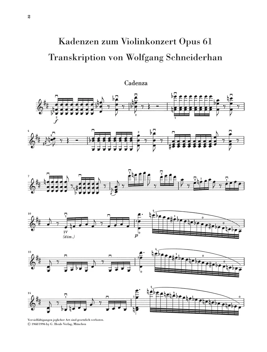 Beethoven: Cadenzas for the Violin Concerto D major, Op. 61 - Image 2