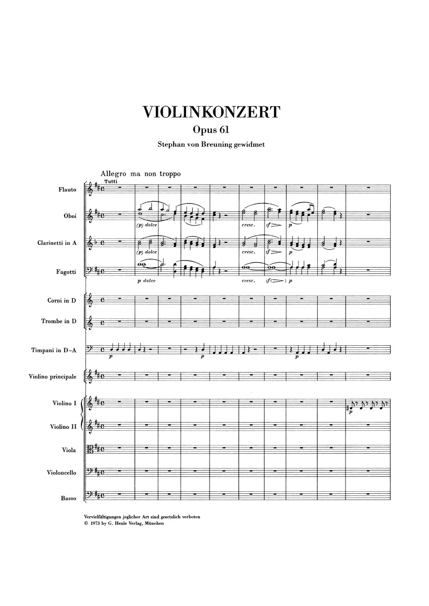 Beethoven: Concerto D major, Op. 61 for Violin and Orchestra (Study Score) - Image 2