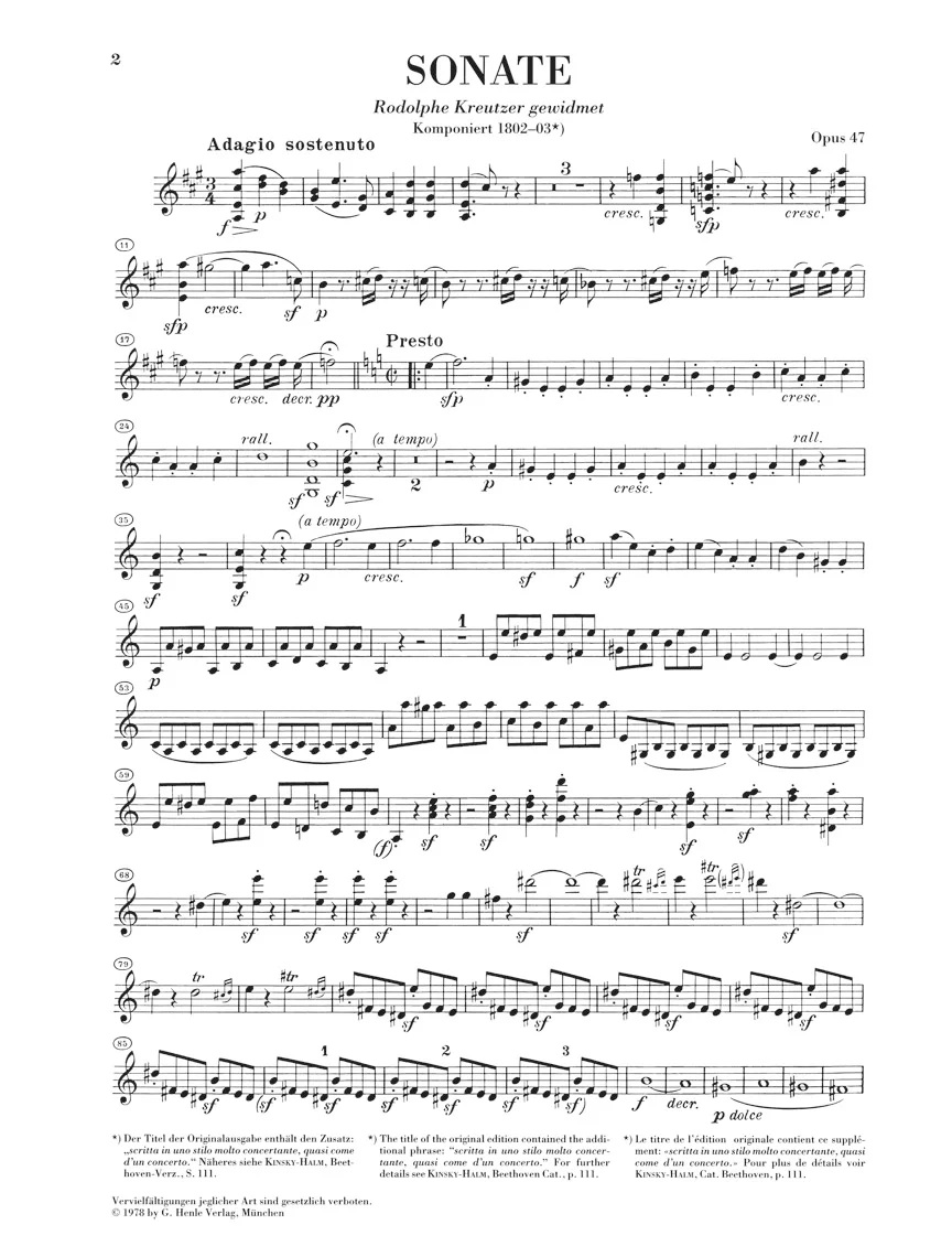Beethoven: Sonata for Piano and Violin in A major, Op. 47 ("Kreutzer-Sonata") - Image 3