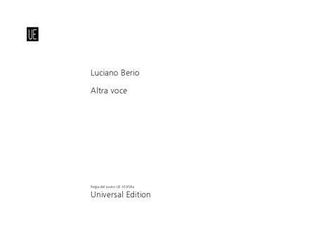 Berio: Altra voce for alto flute, mezzo-soprano and live electronics