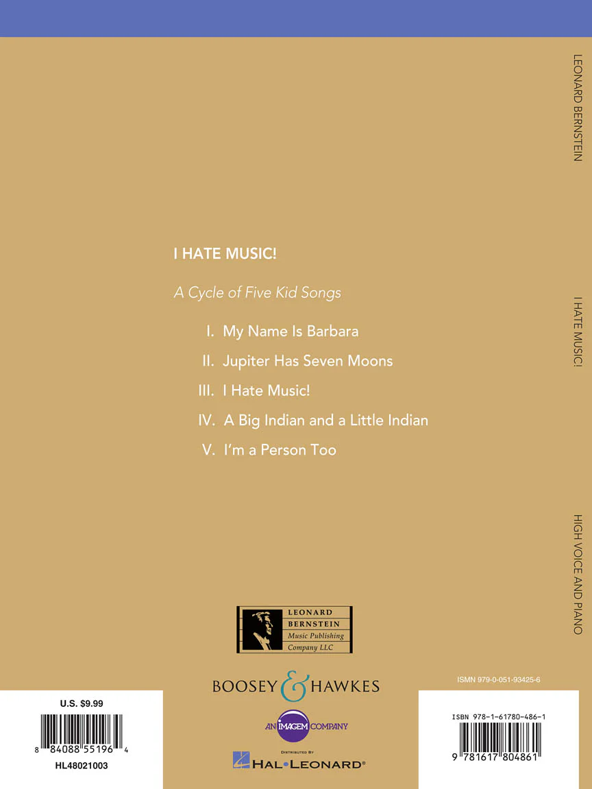 Bernstein, Leonard - I Hate Music - High Voice and Piano - Image 2