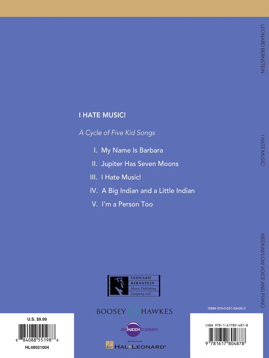 Bernstein, Leonard - I Hate Music - Medium/Low Voice and Piano - Image 2