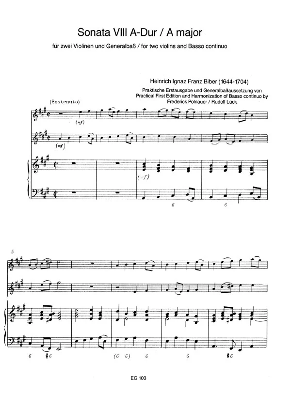 Biber: Sonata VIII A-Dur / A Major - Image 2