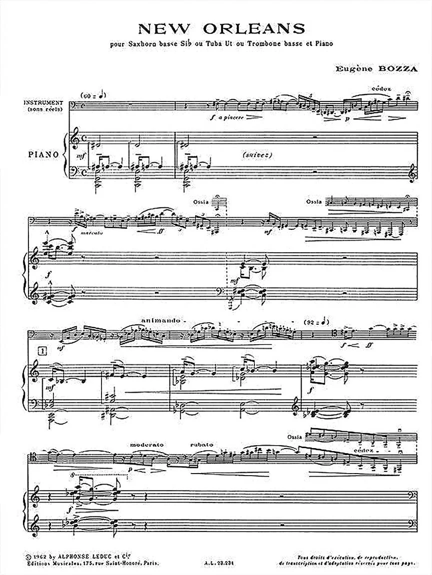 Bozza New-Orleans Pour Saxhorn Basse (ou Tuba, Ou Trombonne Basse) Et Piano - Image 2