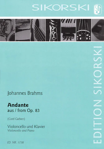 Brahms Andante from Op. 83 for Violoncello and Piano